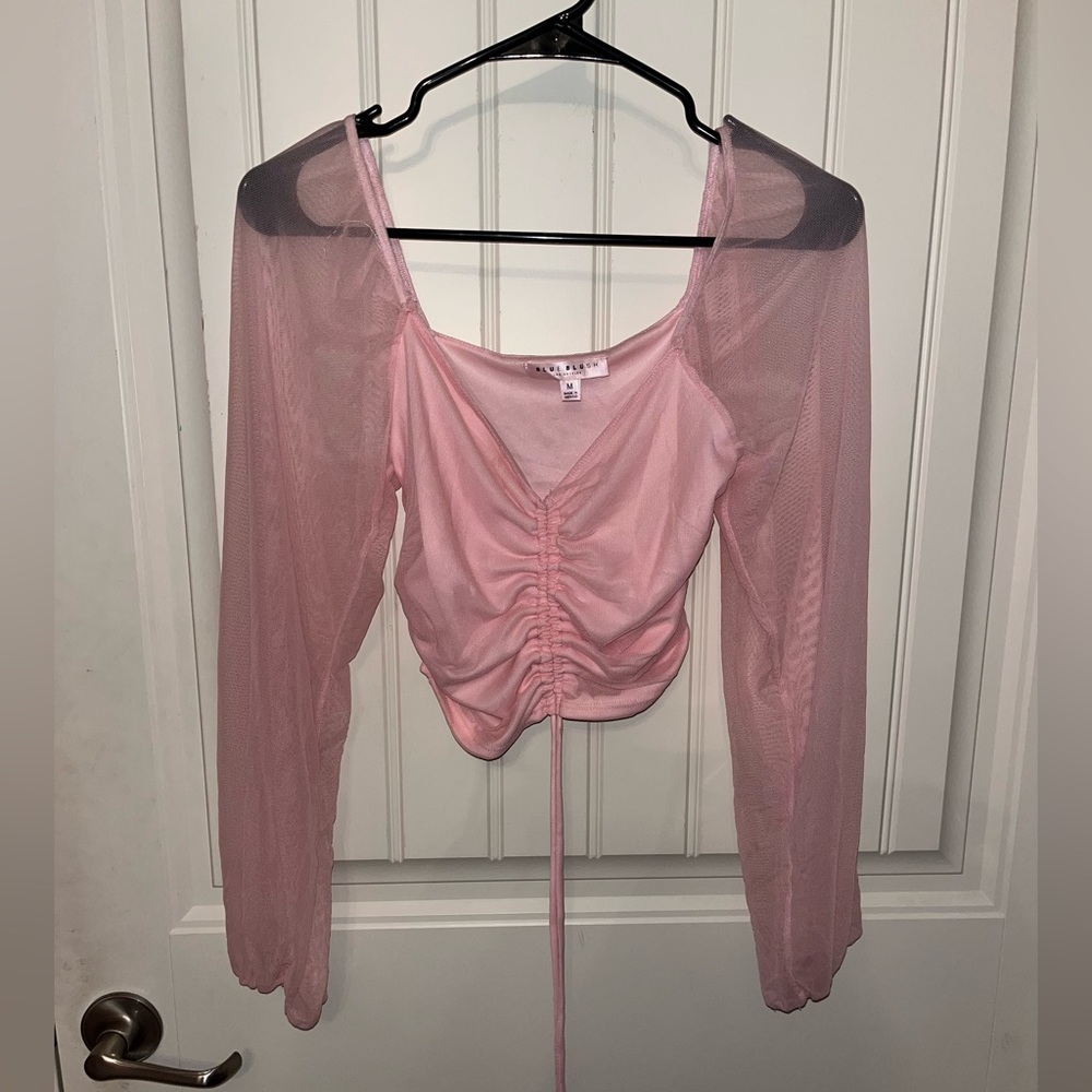 blush pink long sleeve top
